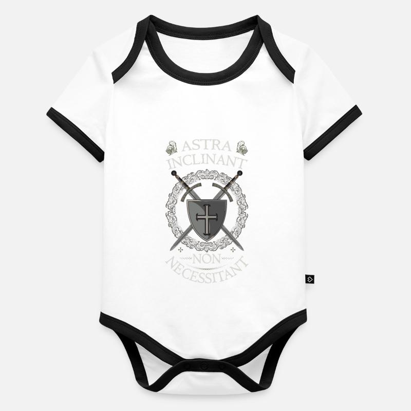 Templar Shield & Swords Astra Inclinant Non Neces Body Bébé bio contrasté manches courtes