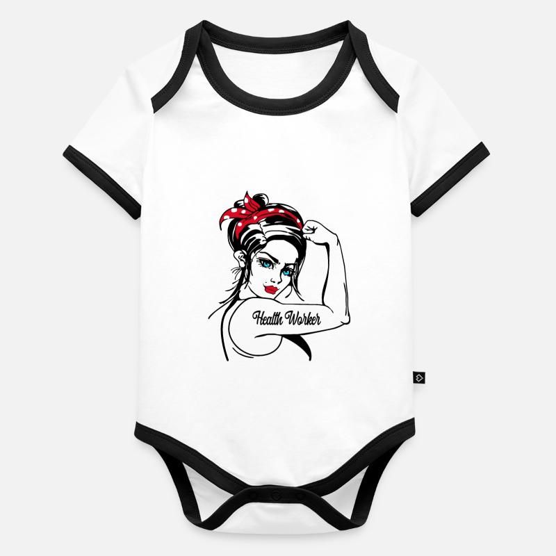 Agent de santé Rosie The Riveter Body Bébé bio contrasté manches courtes