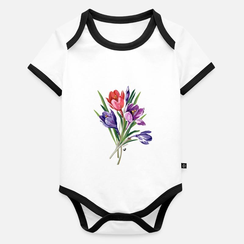 Krokusse Abbildung Baby Bio-Kurzarm-Kontrastbody