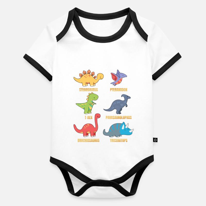 Types Of Dinosaurs Dino Identification - Cute Body Bébé bio contrasté manches courtes