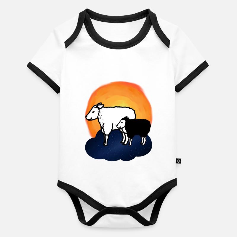 Ciel étoilé Mouton Mouton Agneau Céleste Body Bébé bio contrasté manches courtes