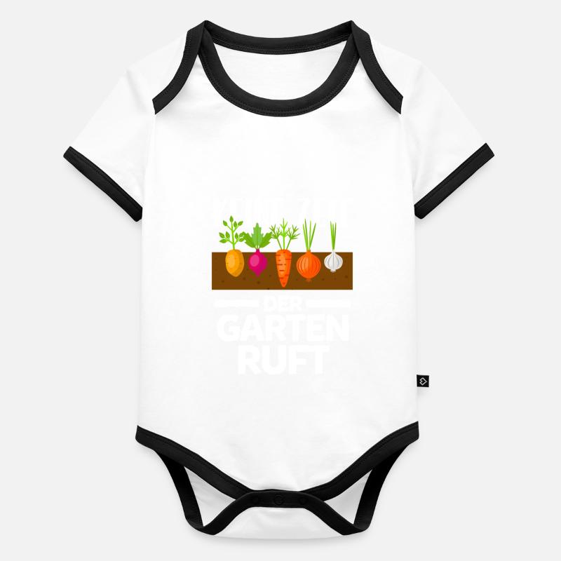 Der Garten Ruft Spruch I Gärtner Hobbygärtner Baby Bio-Kurzarm-Kontrastbody