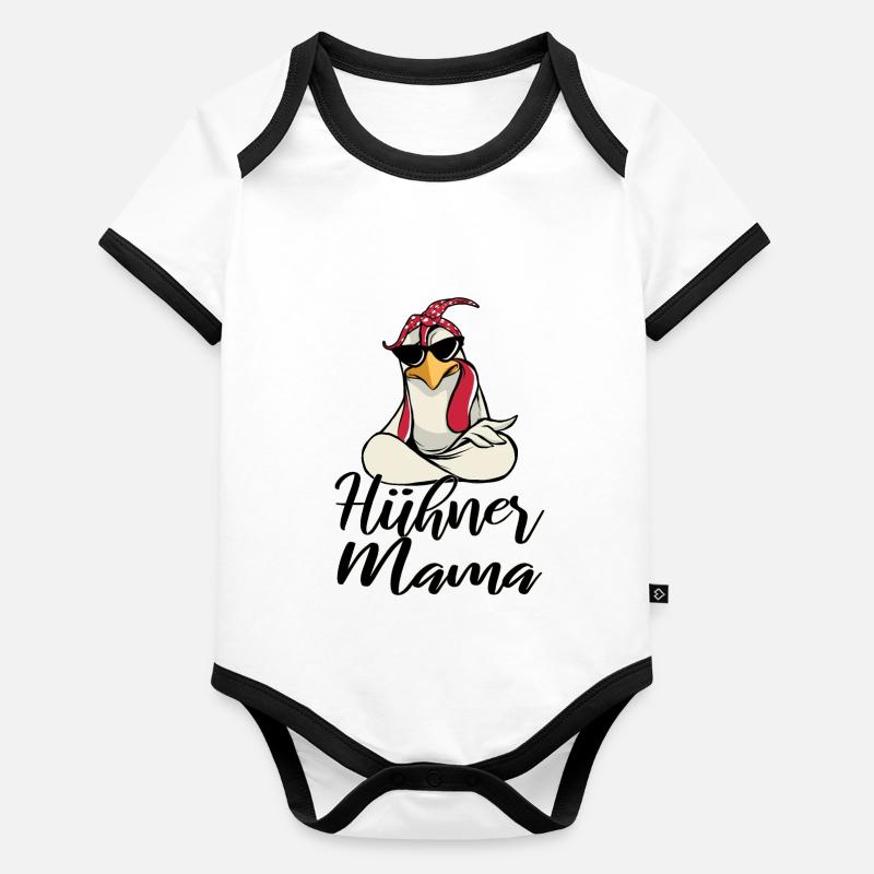 Hühner Mama Baby Bio-Kurzarm-Kontrastbody