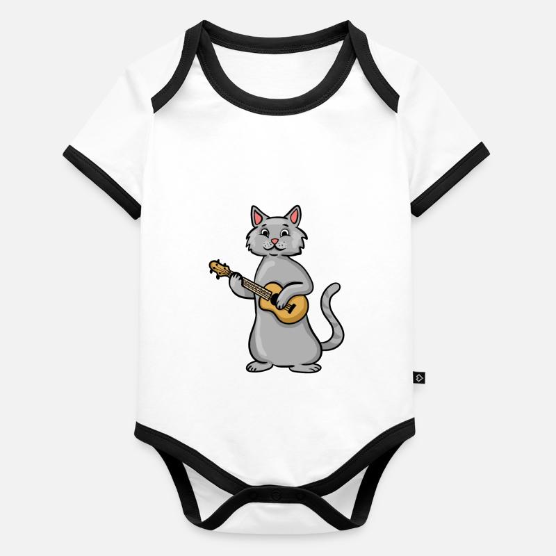 Ukulele Cat Baby Bio-Kurzarm-Kontrastbody