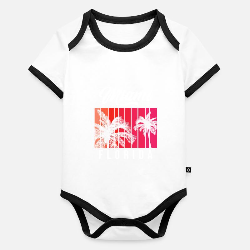 Miami Florida Retro Sunset Body Bébé bio contrasté manches courtes