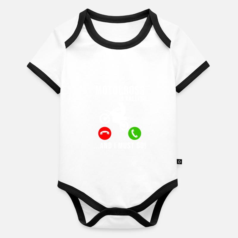 Motocross Is Calling Funny Coole Motocrossfahrer Baby Bio-Kurzarm-Kontrastbody