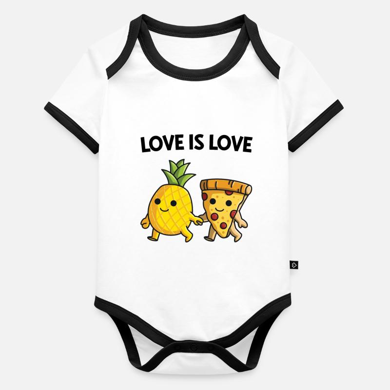 Pizza Hawaii Ananas Pizza essen Baby Bio-Kurzarm-Kontrastbody