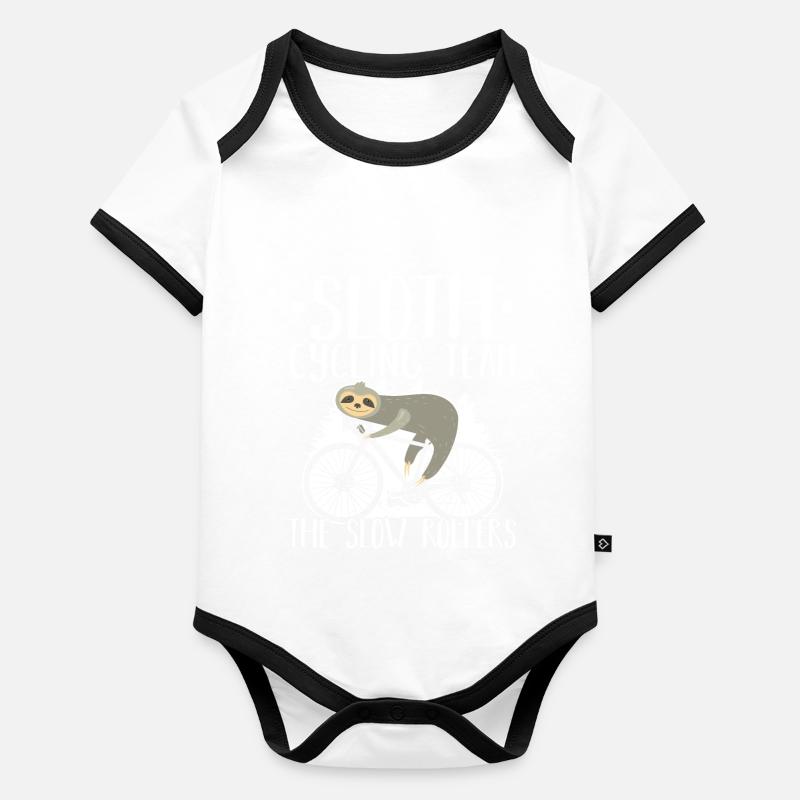 Sloth Cycling Team The Slow Rollers Baby Bio-Kurzarm-Kontrastbody