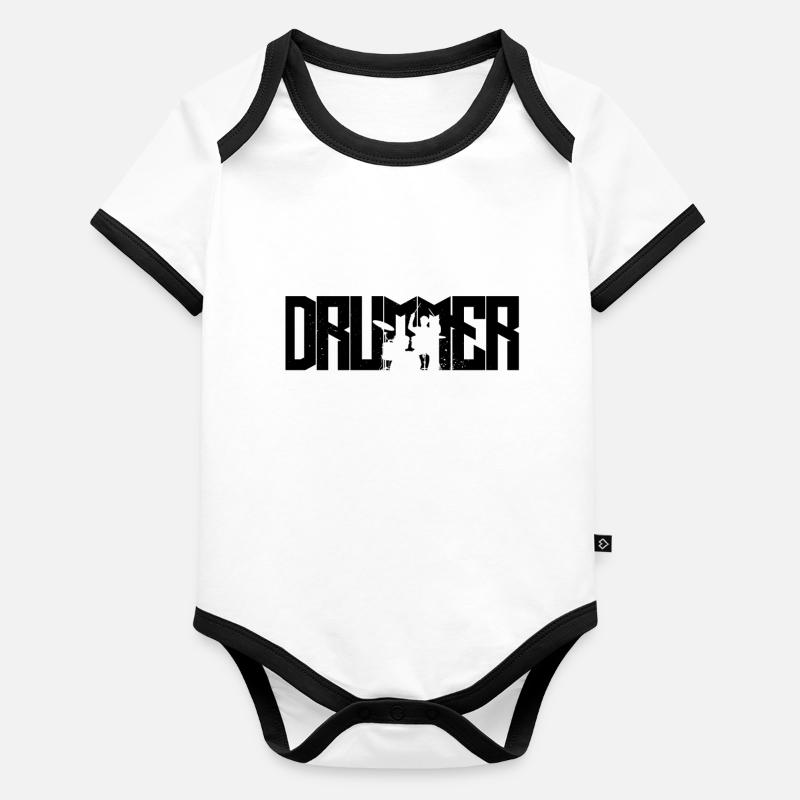 percussion negative drummer batteur drums Body Bébé bio contrasté manches courtes