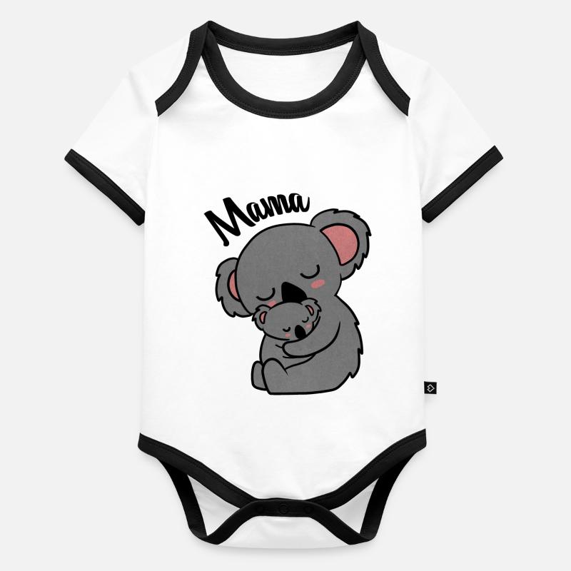 Cute Koala Bear Mama with Cub Organic Baby Contrasting Bodysuit