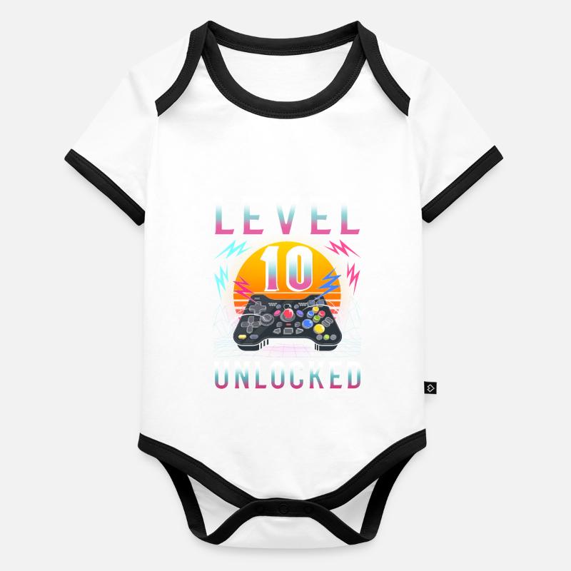 Level 10 unlocked Gaming Geschenk Body Bébé bio contrasté manches courtes