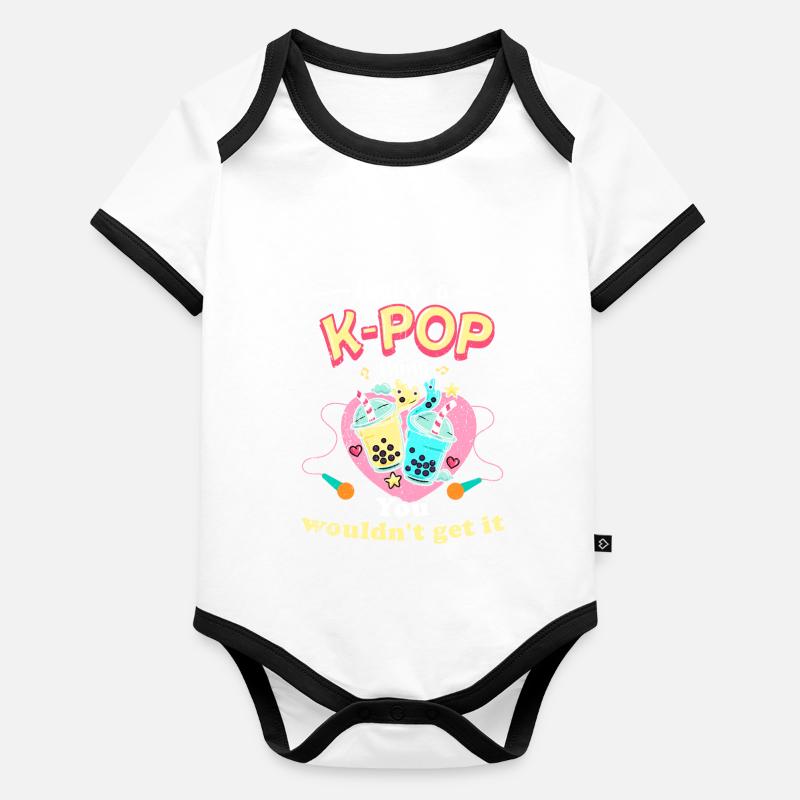 K-Pop Tshirt cadeau Bubble Tea Body Bébé bio contrasté manches courtes