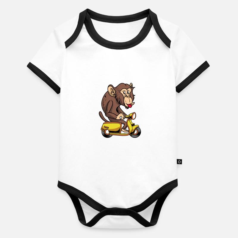 Scooter scooter mobylette scooter Body Bébé bio contrasté manches courtes