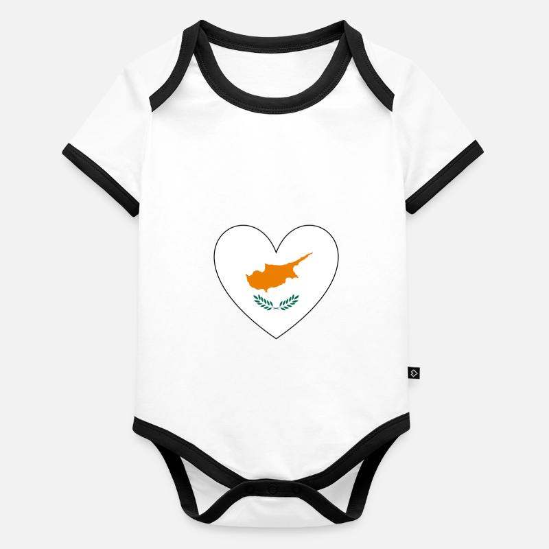Drapeau de Chypre Coeur Body Bébé bio contrasté manches courtes