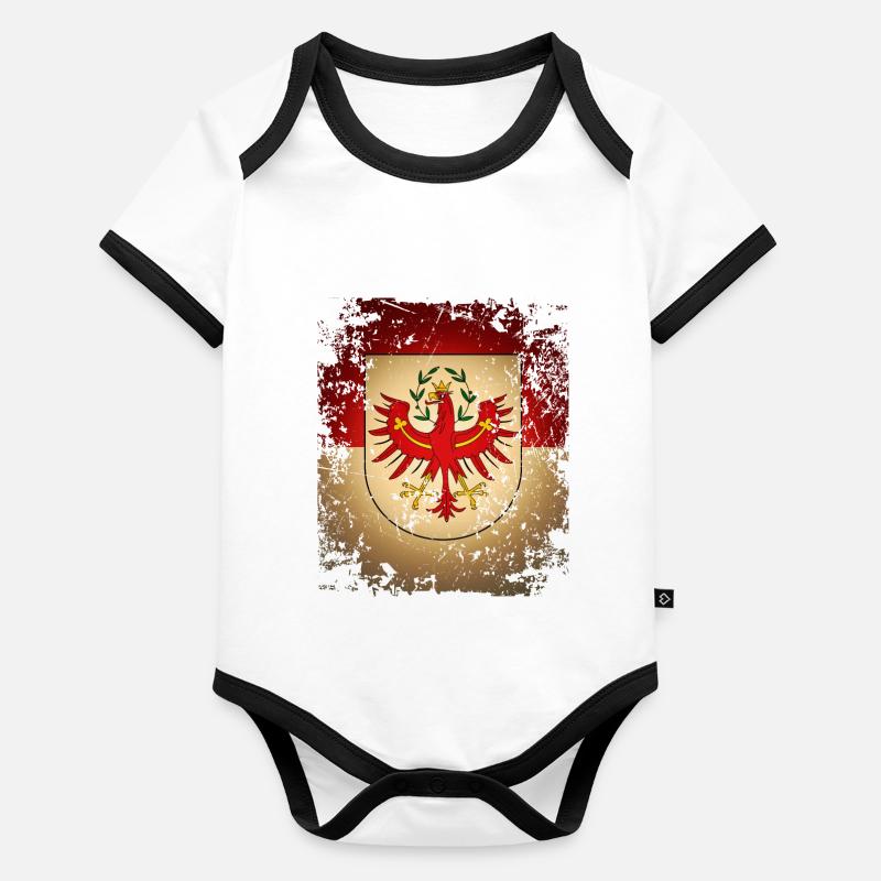 Tyrol Retro Blason Drapeau Drapeau Bua Madl tyrolien Body Bébé bio contrasté manches courtes