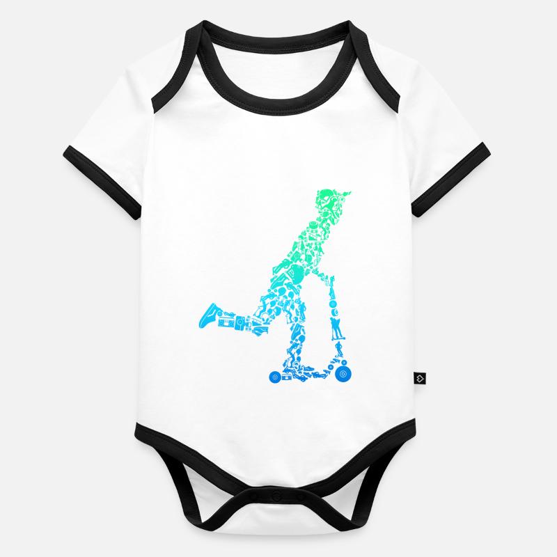 Scooter Scooter Cascade pour enfants Body Bébé bio contrasté manches courtes