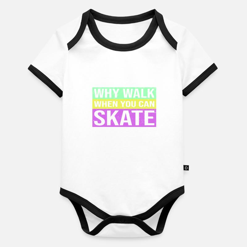 Rollschuhfahren Rollerskates Retro Bunt Spruch Baby Bio-Kurzarm-Kontrastbody