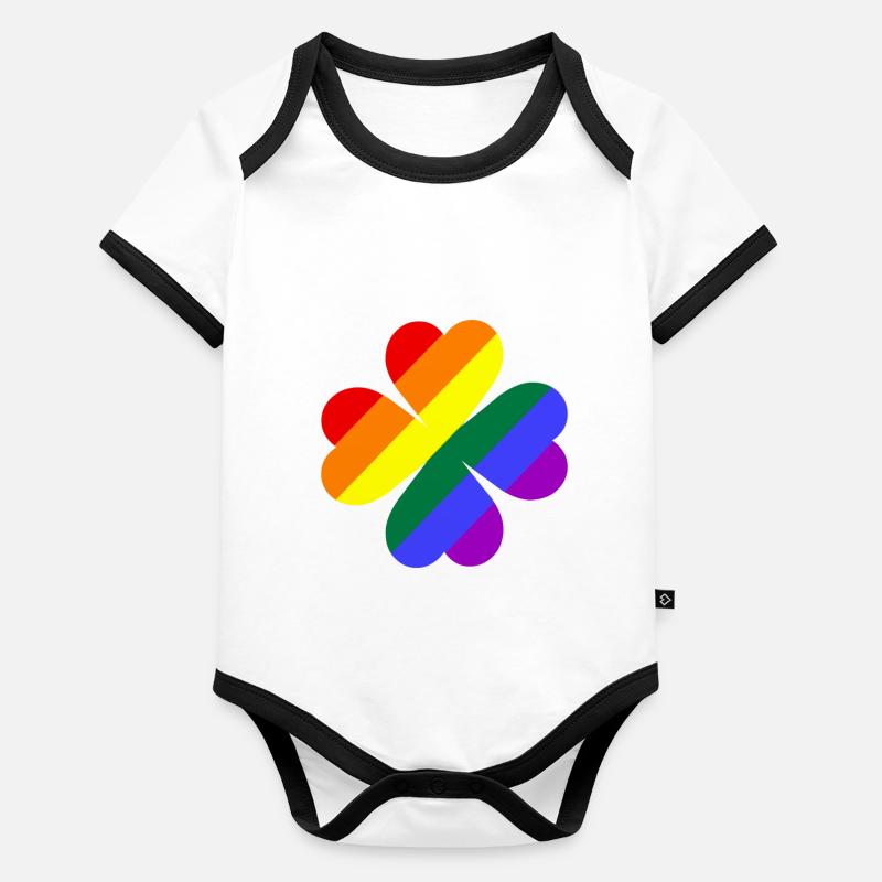 Trèfle couleurs arc-en-ciel LGBTQ Body Bébé bio contrasté manches courtes