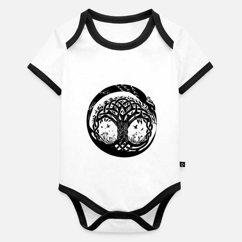 Celtic Irland Wikinger Keltisch Knoten Muster Baum Baby Bio-Kurzarm-Kontrastbody