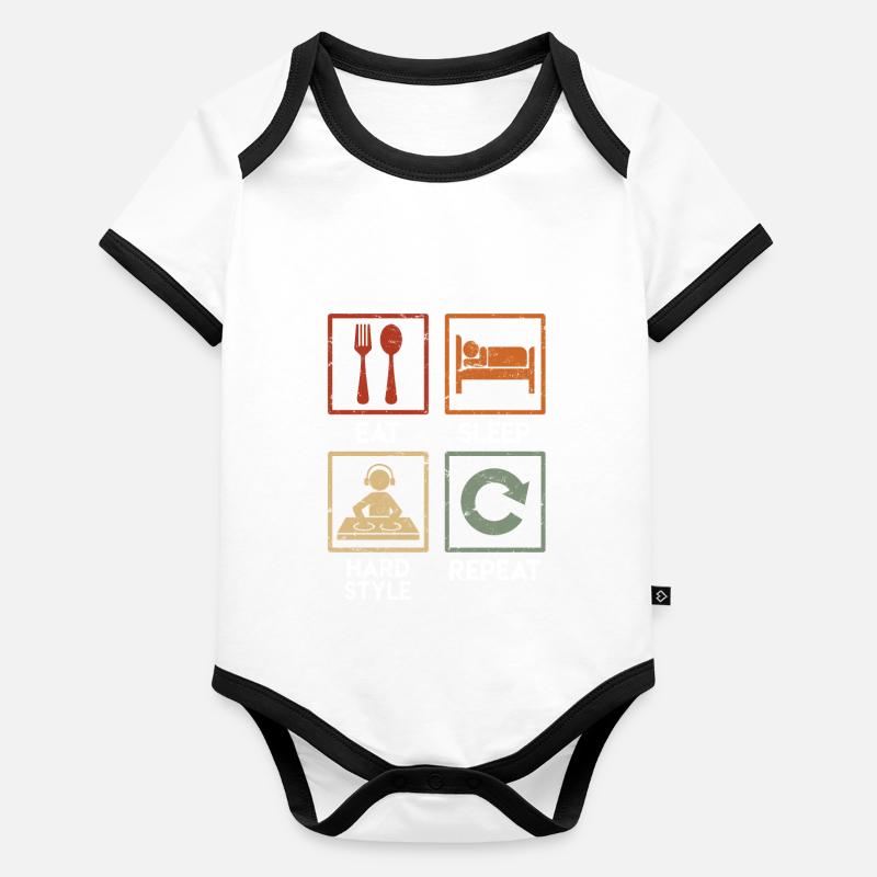 Techno Raver Cadeau Véritable Sleep Hardstyle Body Bébé bio contrasté manches courtes