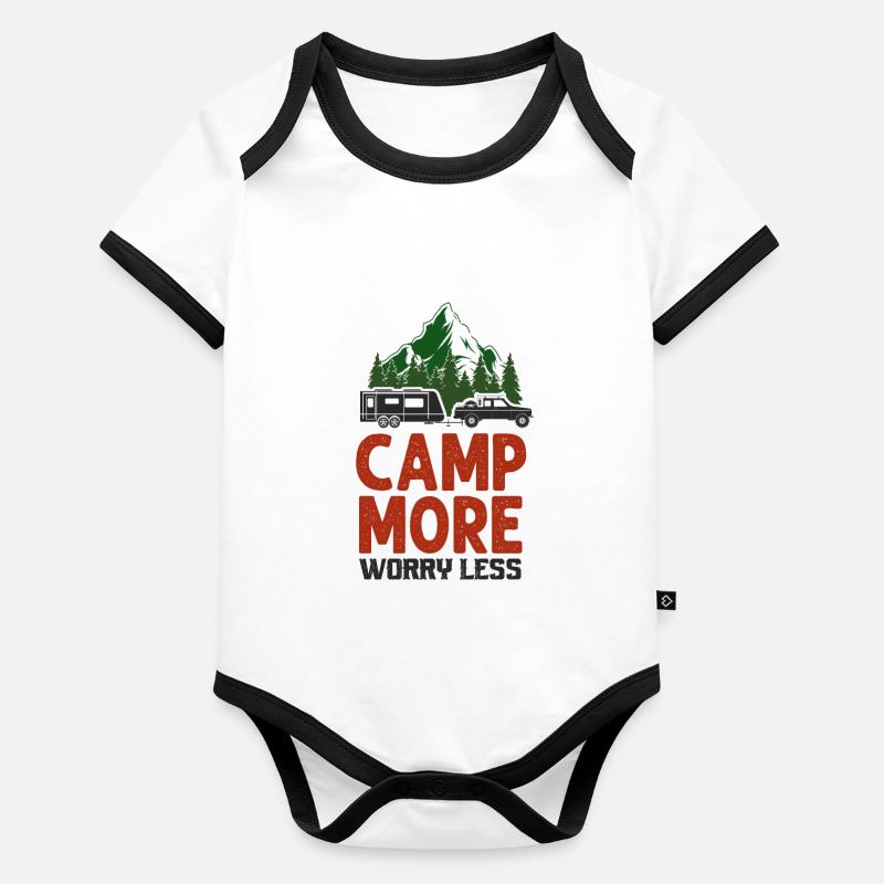 Camping Camp More Worry Less Body Bébé bio contrasté manches courtes