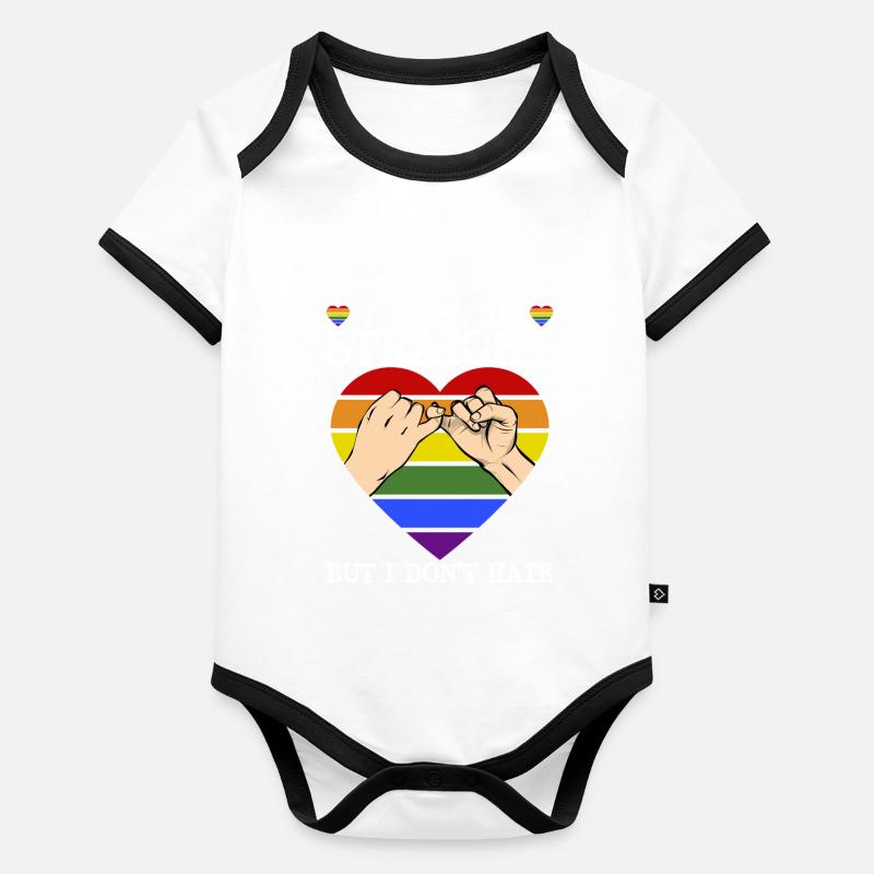 LGBTQ Regenbogen Herz Baby Bio-Kurzarm-Kontrastbody