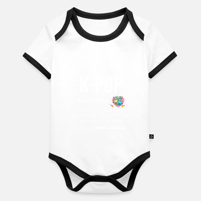K-pop Coréen Pop Manga Bubble Tea Kawaii Pop Body Bébé bio contrasté manches courtes