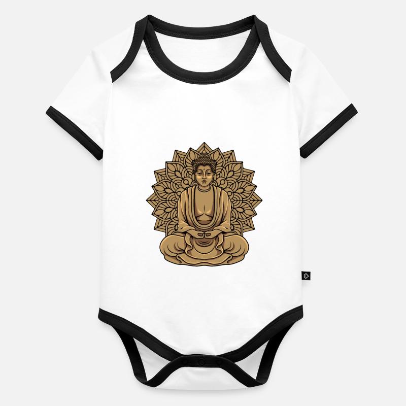 Bouddha bouddhiste bouddhisme Body Bébé bio contrasté manches courtes