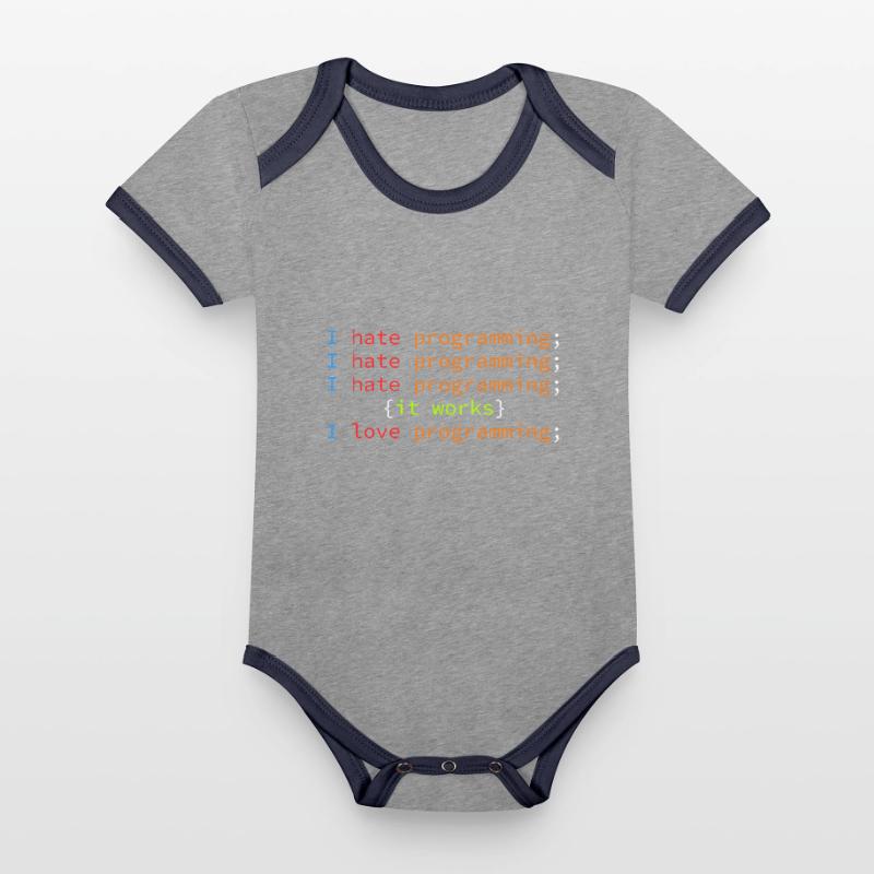 Code Debugging Joke Hate Programming Coder Organic Baby Contrasting Bodysuit