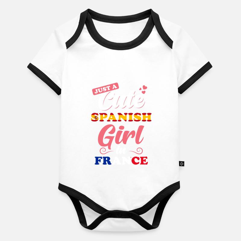 Spanien Frankreich Spruch Baby Bio-Kurzarm-Kontrastbody