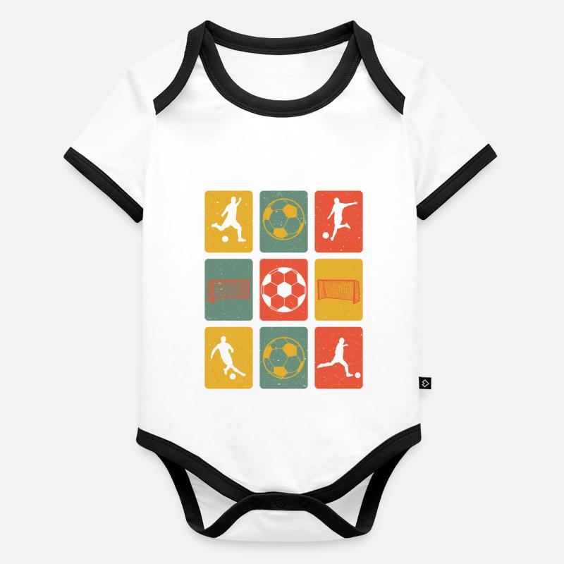 Fußball Retro Baby Bio-Kurzarm-Kontrastbody