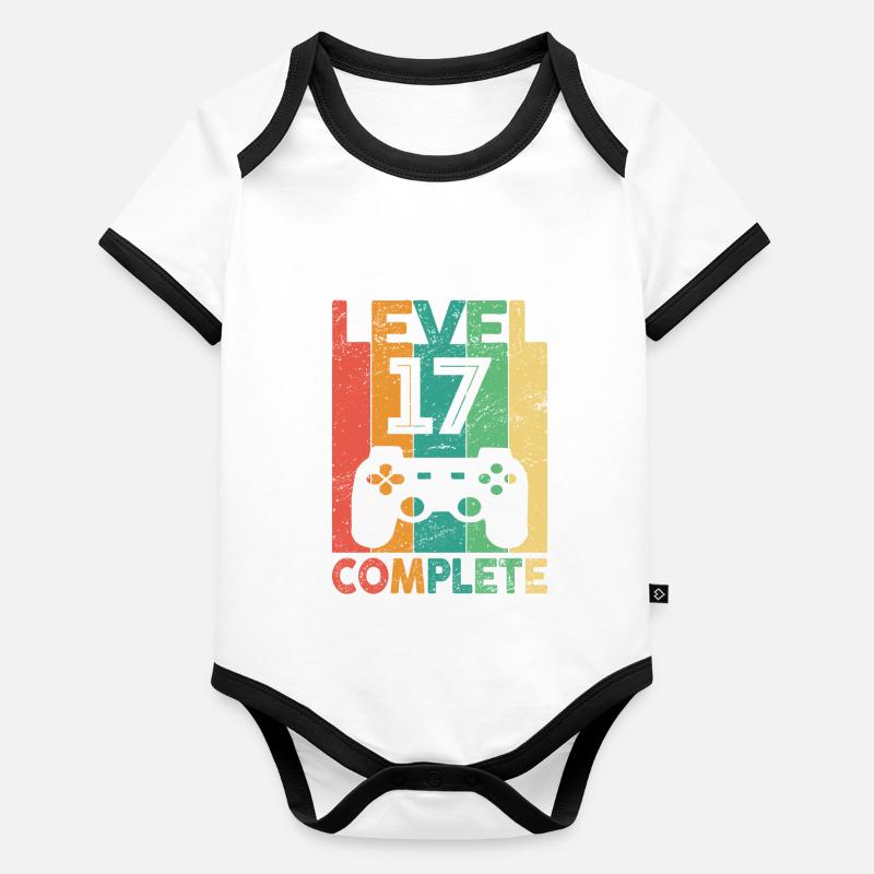Ich bin schon 17 | 17. Geburtstag Jungen Gaming Baby Bio-Kurzarm-Kontrastbody