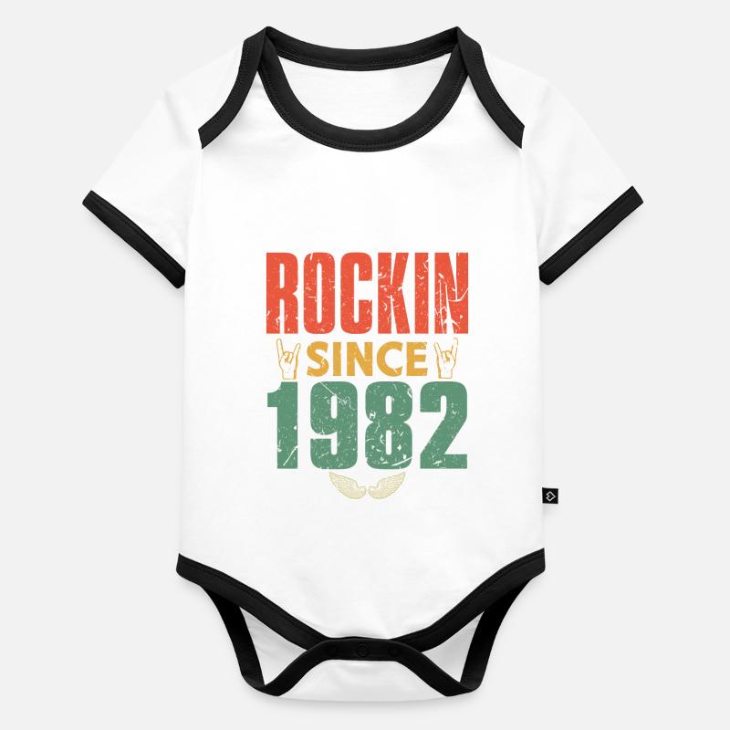 Birthday 1982 Spruch Rock Organic Baby Contrasting Bodysuit