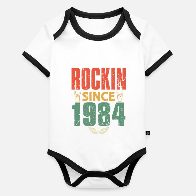Birthday 1984 Spruch Rock Organic Baby Contrasting Bodysuit