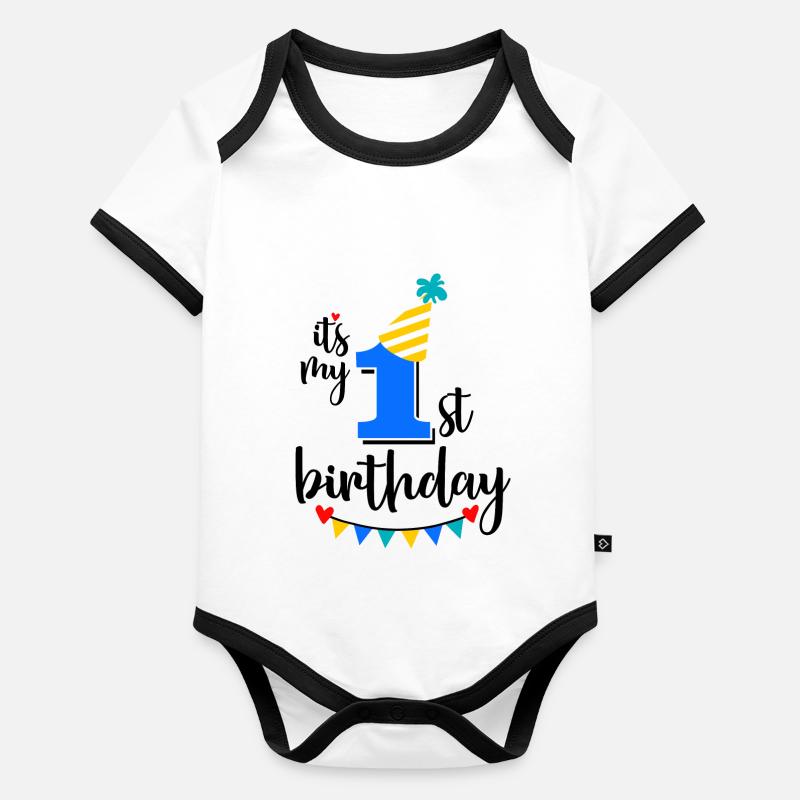 1er anniversaire Garçons - Body Bébé bio contrasté manches courtes - undefined