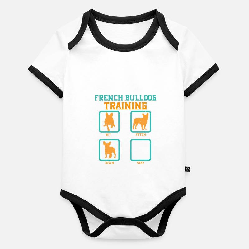 French Bulldog Training Body Bébé bio contrasté manches courtes