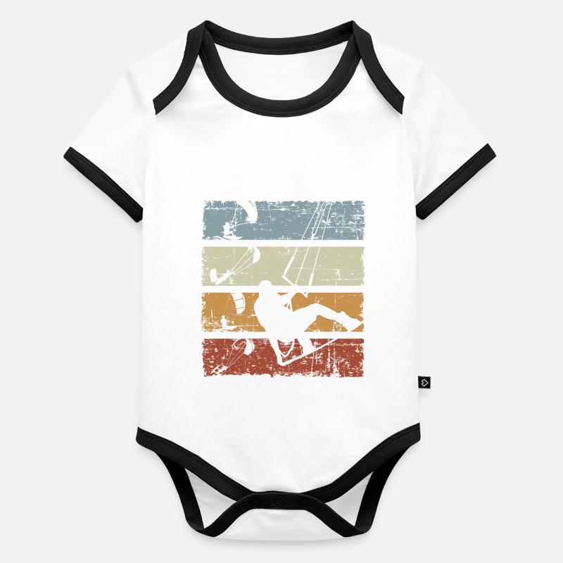 Vintage Kitesurfer Baby Bio-Kurzarm-Kontrastbody