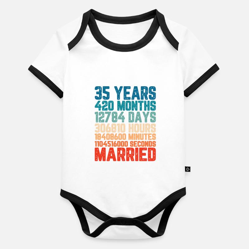 35 Jahre verheiratet Hochzeit Ehe Spruch Geschenk Baby Bio-Kurzarm-Kontrastbody