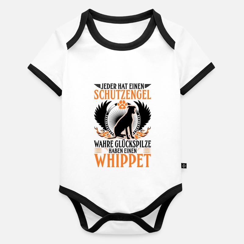 Whippet Schutzengel Windhund Sighthound Baby Bio-Kurzarm-Kontrastbody