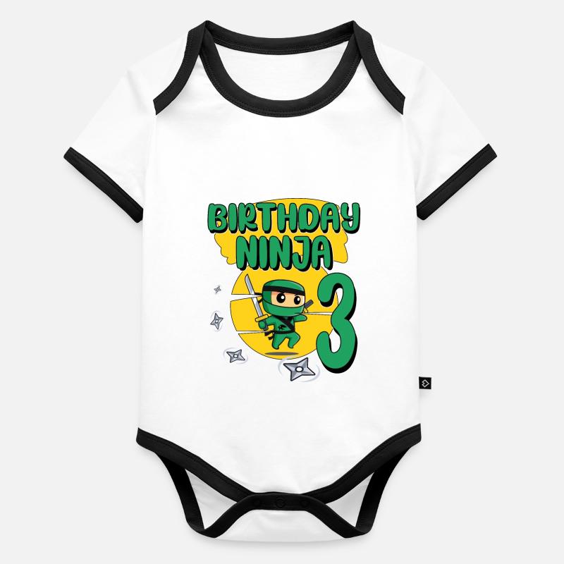 Kids Ninja 3rd Birthday Boy Gift 3 years Organic Baby Contrasting Bodysuit