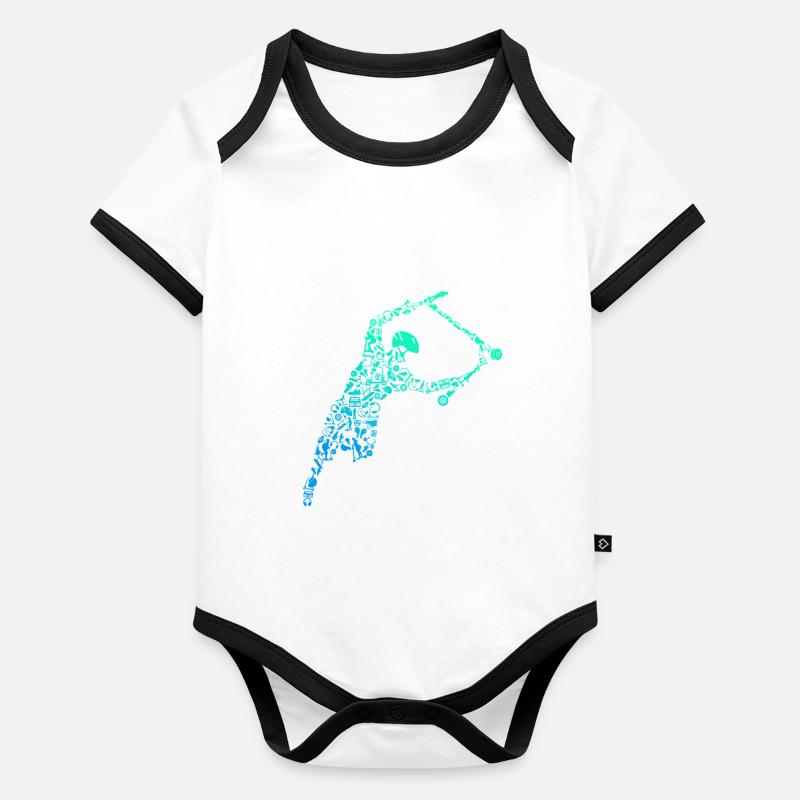 Scooter Calligram Trick Scooting Scoot Lover Baby Bio-Kurzarm-Kontrastbody