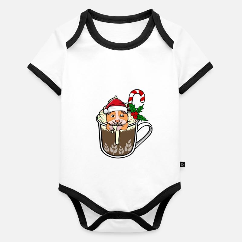 Hamster de cacao Noël Body Bébé bio contrasté manches courtes