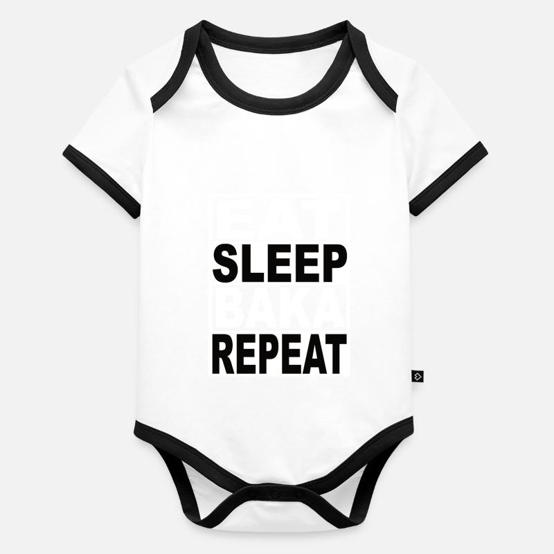 Eat Sleep Baka Repeat Baby Bio-Kurzarm-Kontrastbody