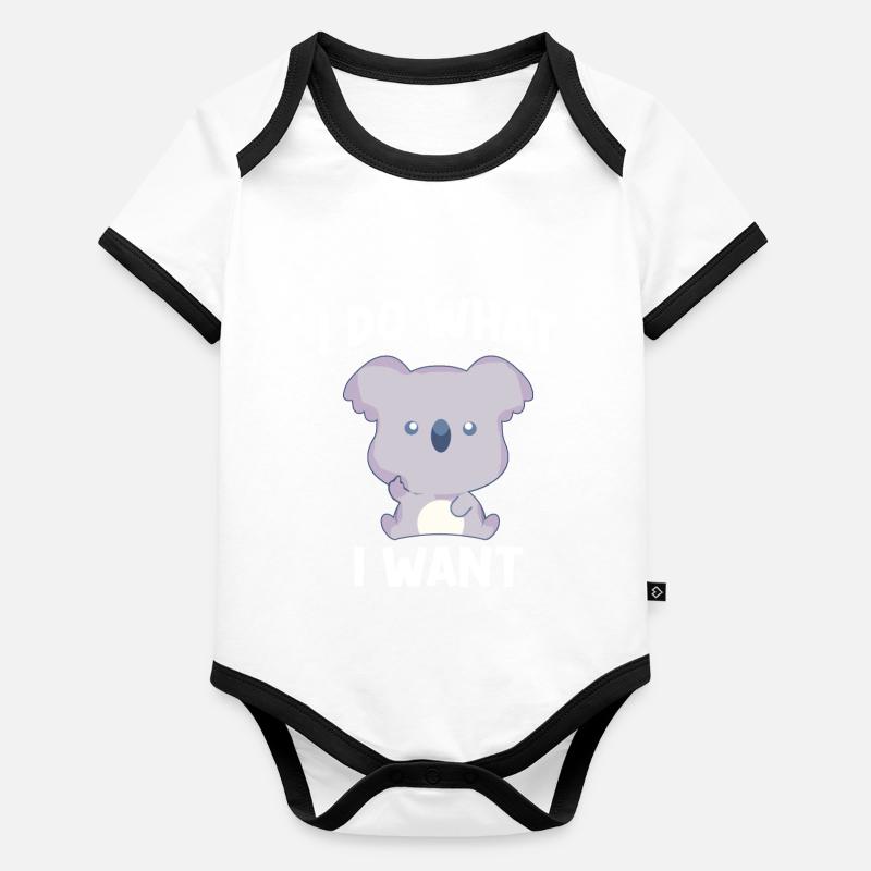 Koala Spruch I do what I want Baby Bio-Kurzarm-Kontrastbody