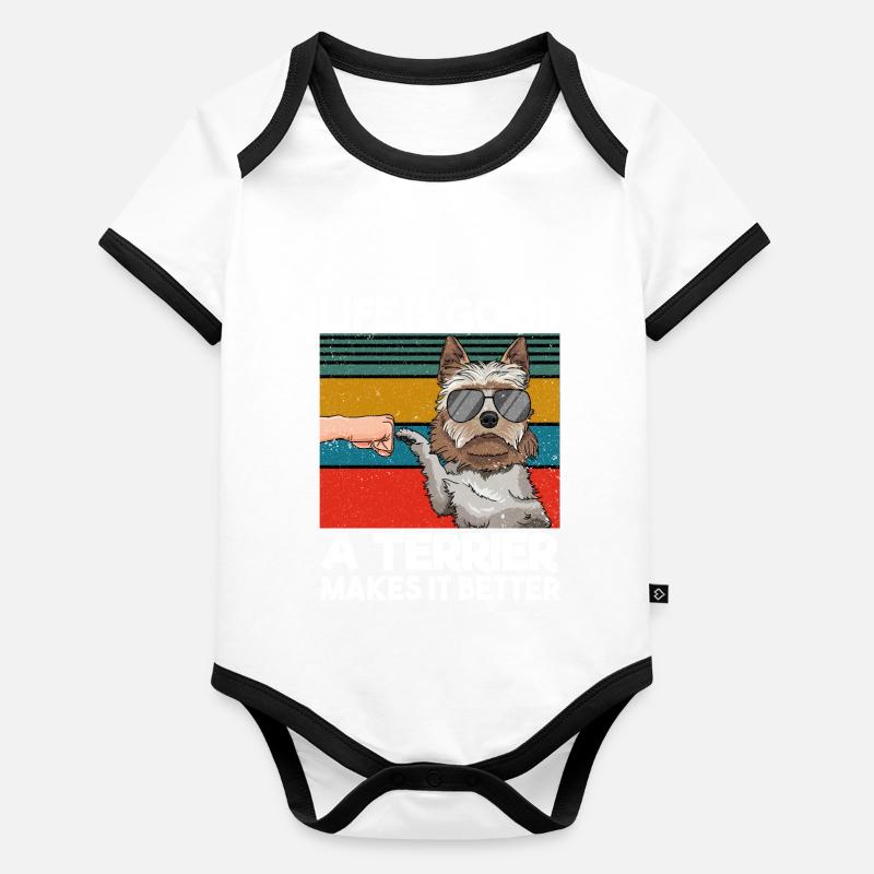 Life Is Good A Terrier Makes It Better Fist Bump Organic Baby Contrasting Bodysuit