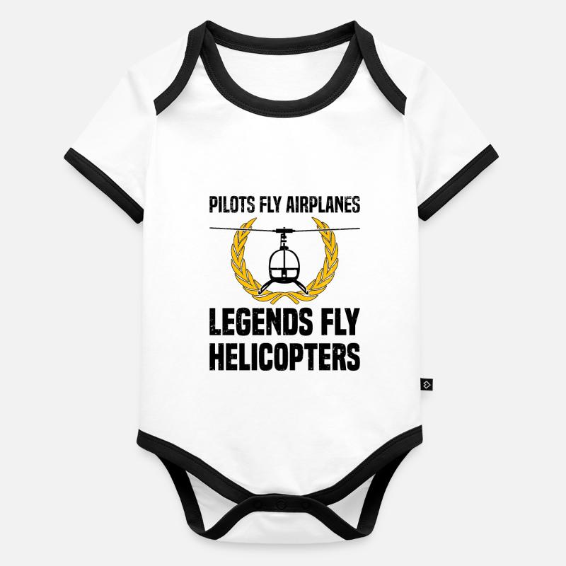 Pilot Hubschrauber Helikopter Spruch Hobbypilot Baby Bio-Kurzarm-Kontrastbody