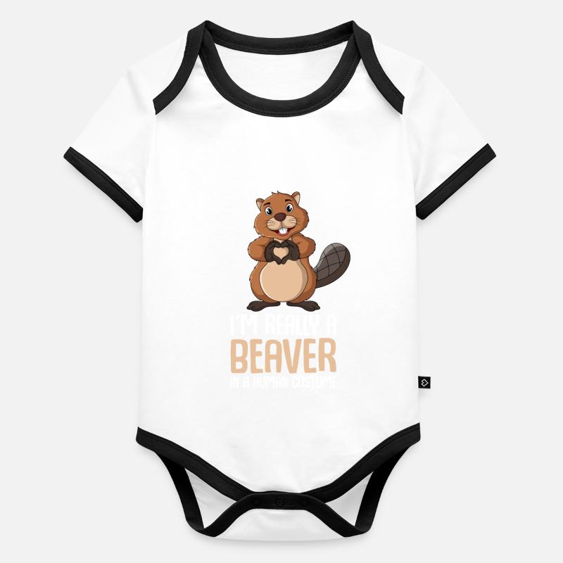 Biber Köstom Kinder Mädchen Geschenk - Baby Bio-Kurzarm-Kontrastbody - 