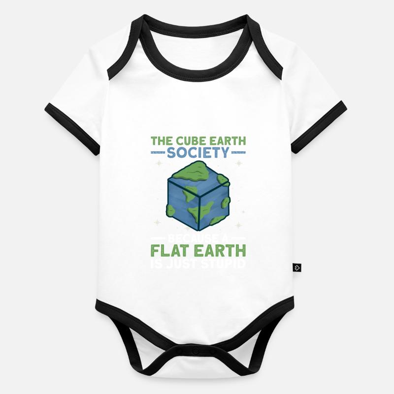 The Cube Earth Society - Planète Terre Espace Body Bébé bio contrasté manches courtes