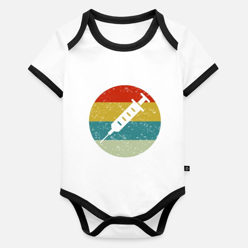 vaccins vintage Body Bébé bio contrasté manches courtes