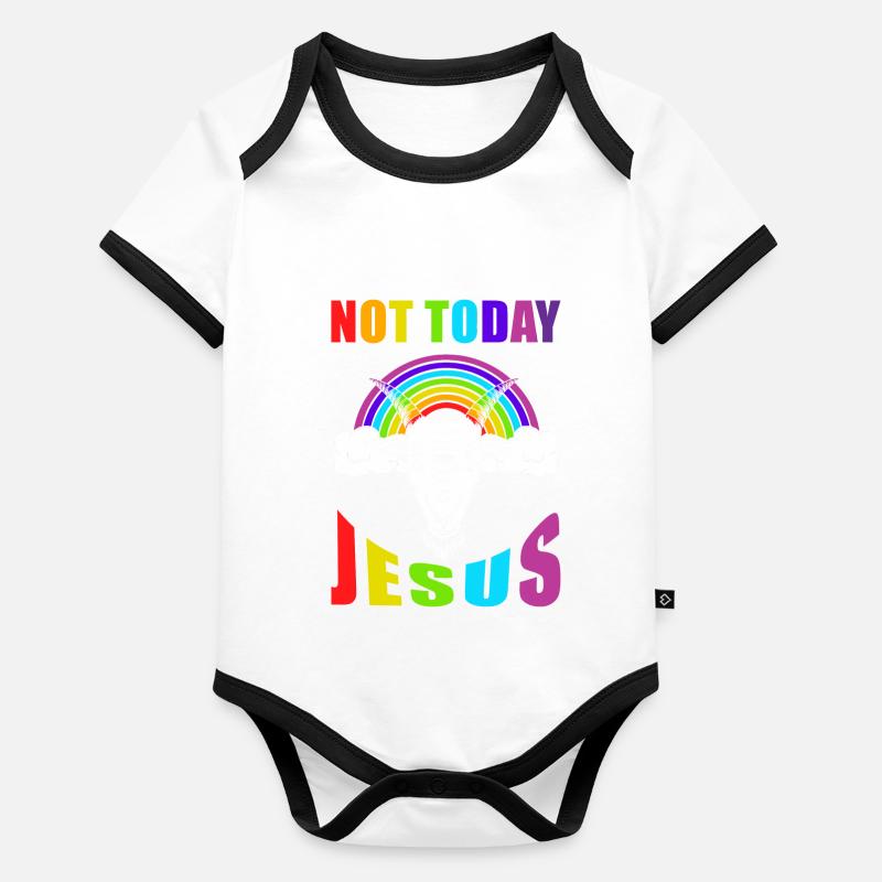 Pas aujourd’hui Jésus Body Bébé bio contrasté manches courtes